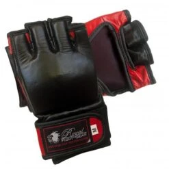 BOLD LOOK RFG THUMBLESS MMA LEATHER GLOVES - Black/Red -Martial Arts Equipment 105 3