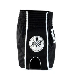 Combat Corner Black/White CRNR Muay Thai Shorts -Martial Arts Equipment CRNR MUAY THAI SHORTS BLACK WHITE SIDE 2 600x675 1