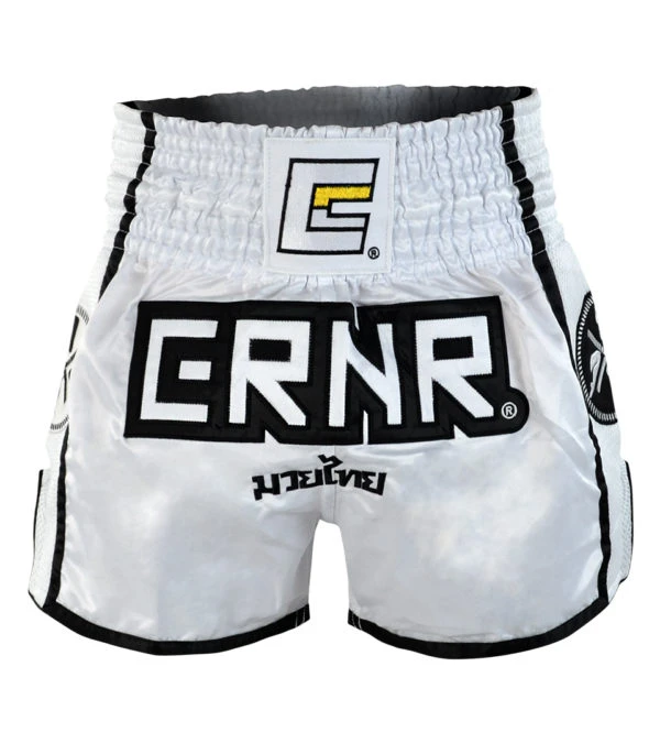 Combat Corner White/Black CRNR Muay Thai Shorts 3 Combat Corner White/Black CRNR Muay Thai Shorts - Image 3