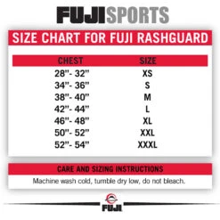 FUJI SPORTS FREESTYLE IBJJF RANKED RASHGUARD SHORT SLEEVE -Martial Arts Equipment Fuji Rash Guard Size Chart 2