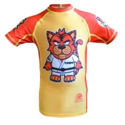 FUJI SPORTS TOSHI THE TIGER RASH GUARD, KIDS, YELLOW/ORANGE -Martial Arts Equipment Fuji ToshiRashGuard 4435 front 2 2
