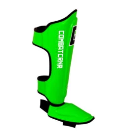 Combat Corner HMIT Shin Guards -Martial Arts Equipment HMIT Shin Guards GREEN RIGHT 600x675 1