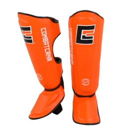 Combat Corner HMIT Shin Guards -Martial Arts Equipment HMIT Shin Guards ORANGE DUAL