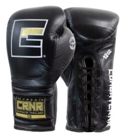 Combat Corner HMIT Lace Up Sparring Gloves | Black -Martial Arts Equipment HMIT Lace Up SPARRING Gloves BLACK DUAL 07302