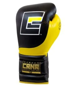 Combat Corner HMIT Lace Up Sparring Gloves Black/Yellow -Martial Arts Equipment HMIT Lace Up SPARRING Gloves Black Yellow ANGLE 17614.1580513039