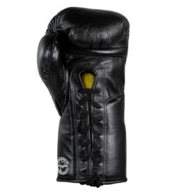Combat Corner "Punchers" Professional Fight Gloves | Black -Martial Arts Equipment HMIT Puncher Gloves BLACK BACK 24123