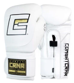 Combat Corner HMIT Velcro Sparring Gloves | White -Martial Arts Equipment HMIT Velcro Sparring Gloves WHITE DUAL 24877
