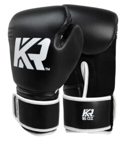 Combat Corner KRBON Boxing Gloves Wraps Black-White