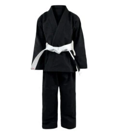 Combat Corner Recruit Youth BJJ GI – FREE WHITE BELT -Martial Arts Equipment Recruit Gi BLACK FRONT 600x675 1