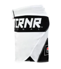 Combat Corner Supreme Hybrid Fight Shorts 2.0 (White) -Martial Arts Equipment Supreme Hybrid Shorts WHITE LEFT 600x675 1