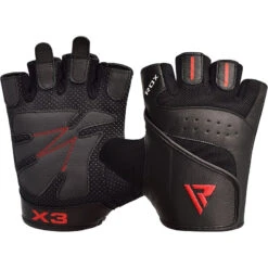 RDX SPORTS RDX S2 BLACK LEATHER WEIGHT LIFTING GLOVES