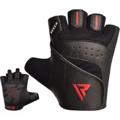 RDX SPORTS RDX S2 BLACK LEATHER WEIGHT LIFTING GLOVES -Martial Arts Equipment bodybuilding weight lifting gloves 368