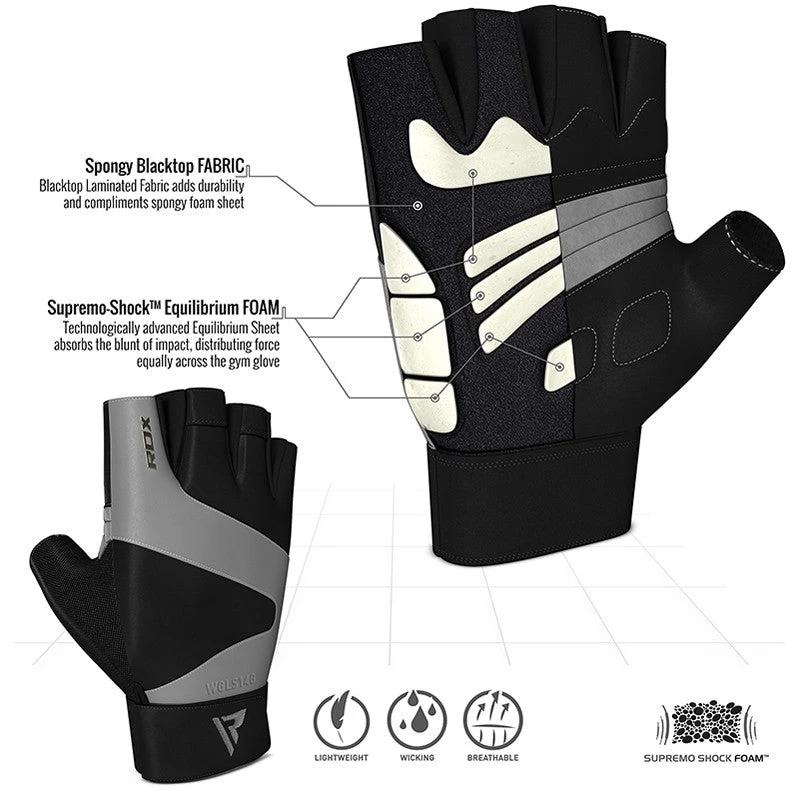 RDX SPORTS RDX S14 FERRIS WEIGHTLIFTING LEATHER GYM GLOVES 3 RDX SPORTS RDX S14 FERRIS WEIGHTLIFTING LEATHER GYM GLOVES - Image 3