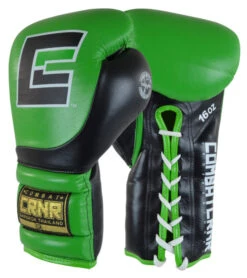 Combat Corner HMIT Lace Up Sparring Gloves Green/Black