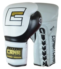 Combat Corner HMIT Lace Up Sparring Gloves White/Black