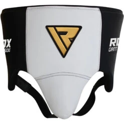RDX SPORTS RDX L1 GEL LEATHER WHITE GROIN GUARD -Martial Arts Equipment rdx cow hide leather gel groin guard protector 35