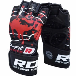 RDX SPORTS RDX F2 BLACK LEATHER MMA FIGHT GLOVES -Martial Arts Equipment rdx leather blood mma fighting grappling gloves 35